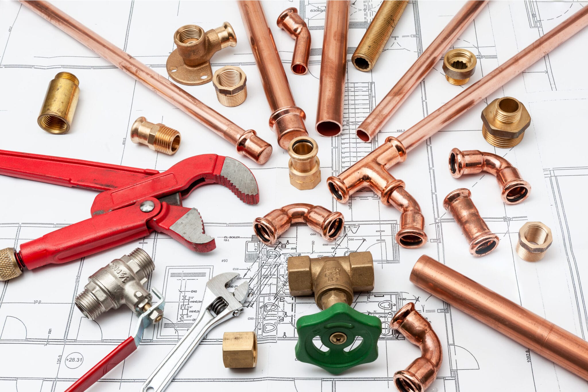 Copper pipe fittings and plumbing parts for Newnan, Georgia repairs