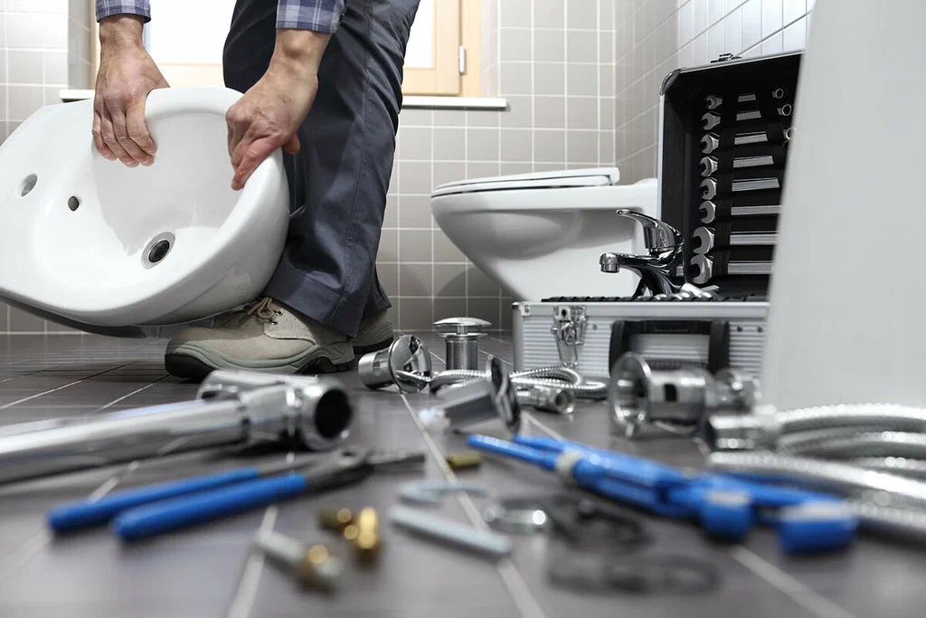 Plumbing tools prepared for a bathroom repair in Newnan